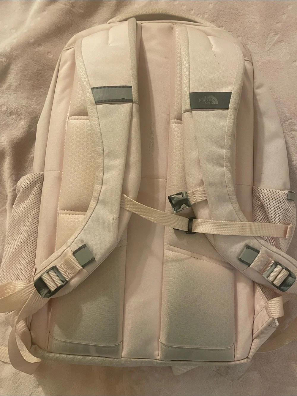 The North Face Women's Pale Pink Everyday Backpack with Front Bungee